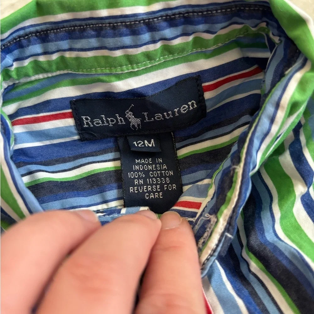 Ralph Lauren Baby Boys Preppy Multi Colored Striped Button-Down Shirt